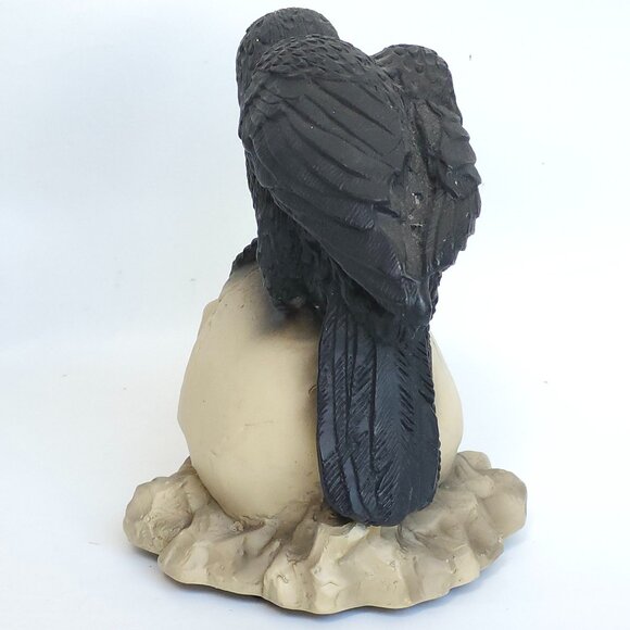 RETRO Halloween Raven Pearched on Skull Figurine WORKS 2001 Light Up - Picture 5 of 7